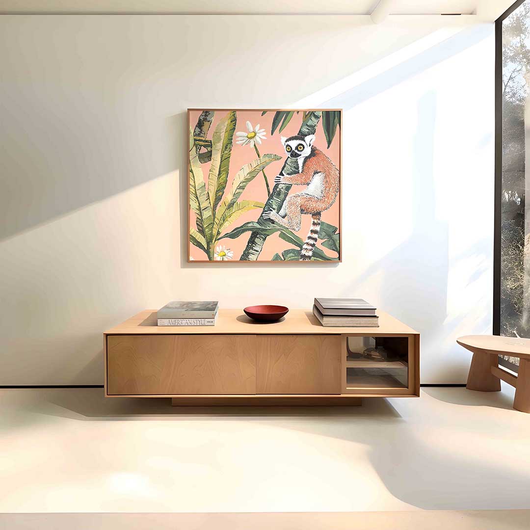 Lemur met bloemen Poster