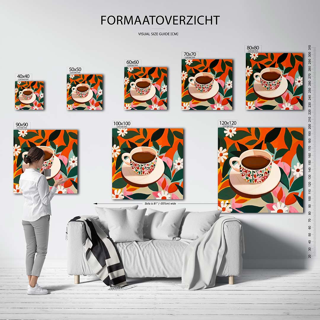 Vrolijke koffiekop Kunstwerk