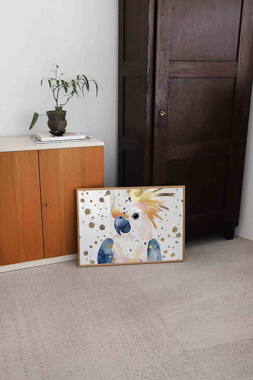 Papegaai met gouden stippen Poster