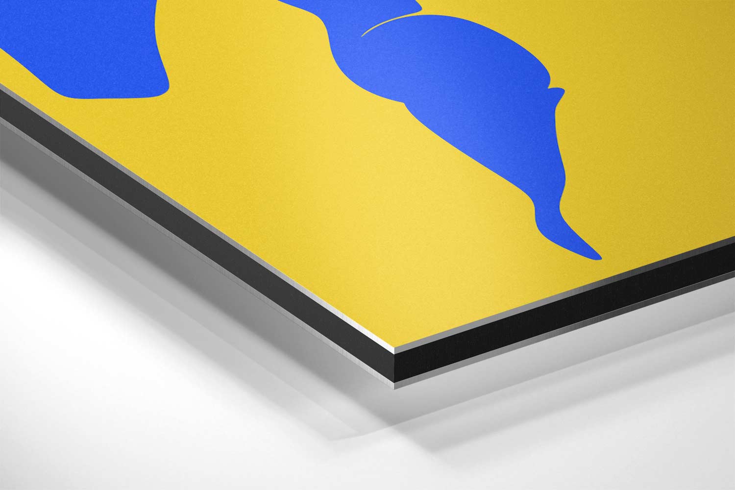 Blauw Wasgoed op Gele Draad Kunstwerk-canvas-dibond-plexiglas-wanddecoratie-WallArtistic