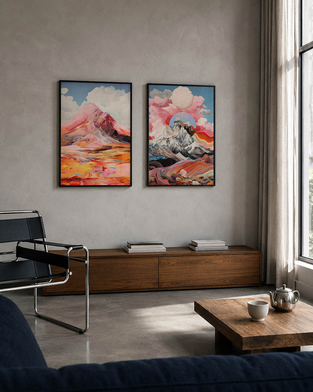 Kleurrijke berglandschap Posterset
