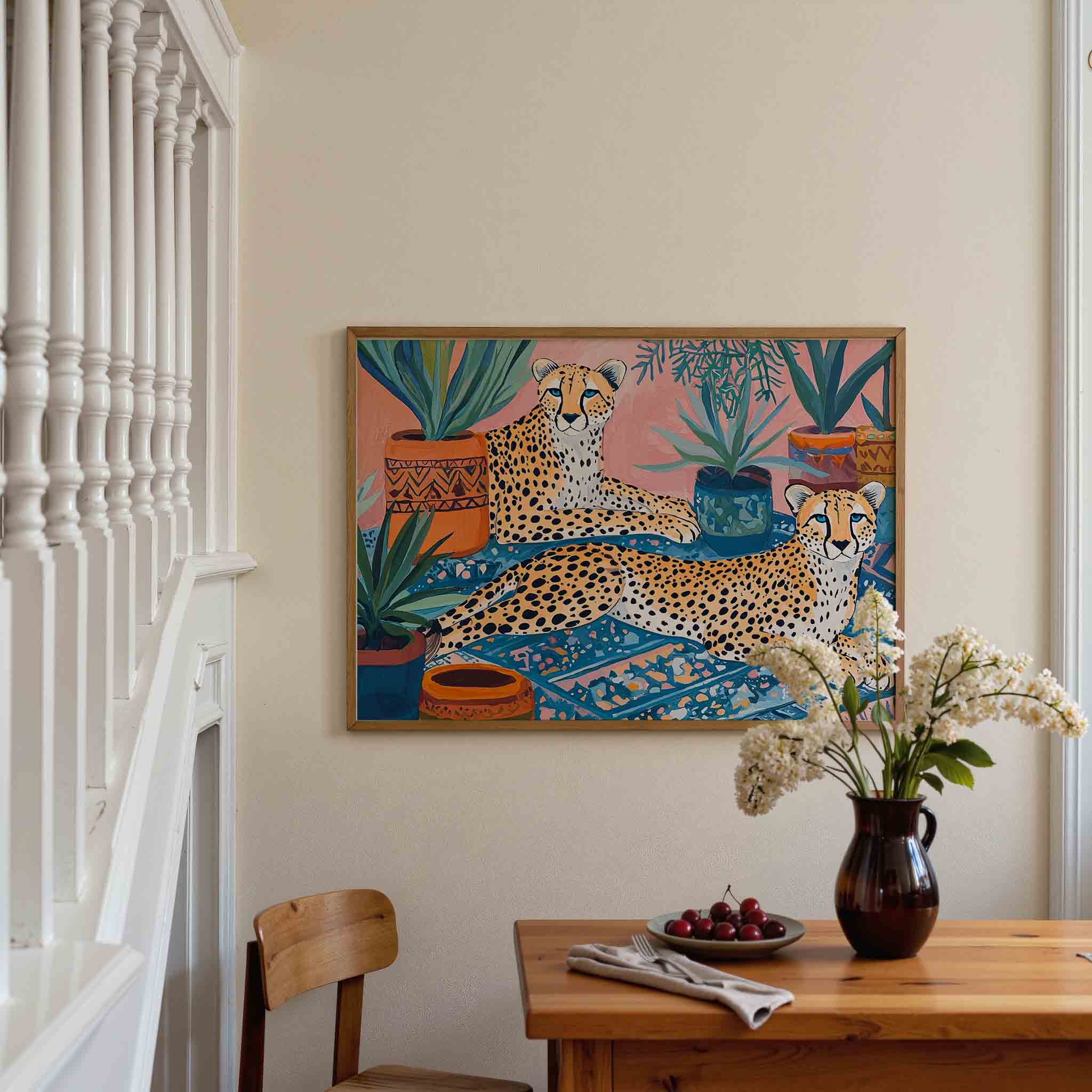 Luipaarden en planten Poster