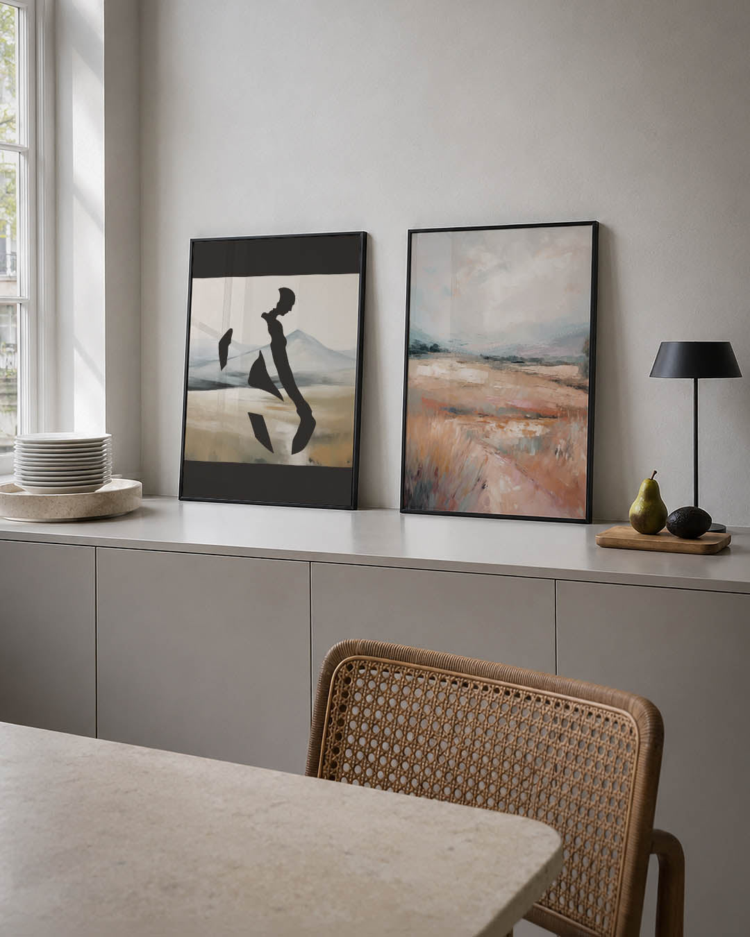 Silhouet en landschap Posterset