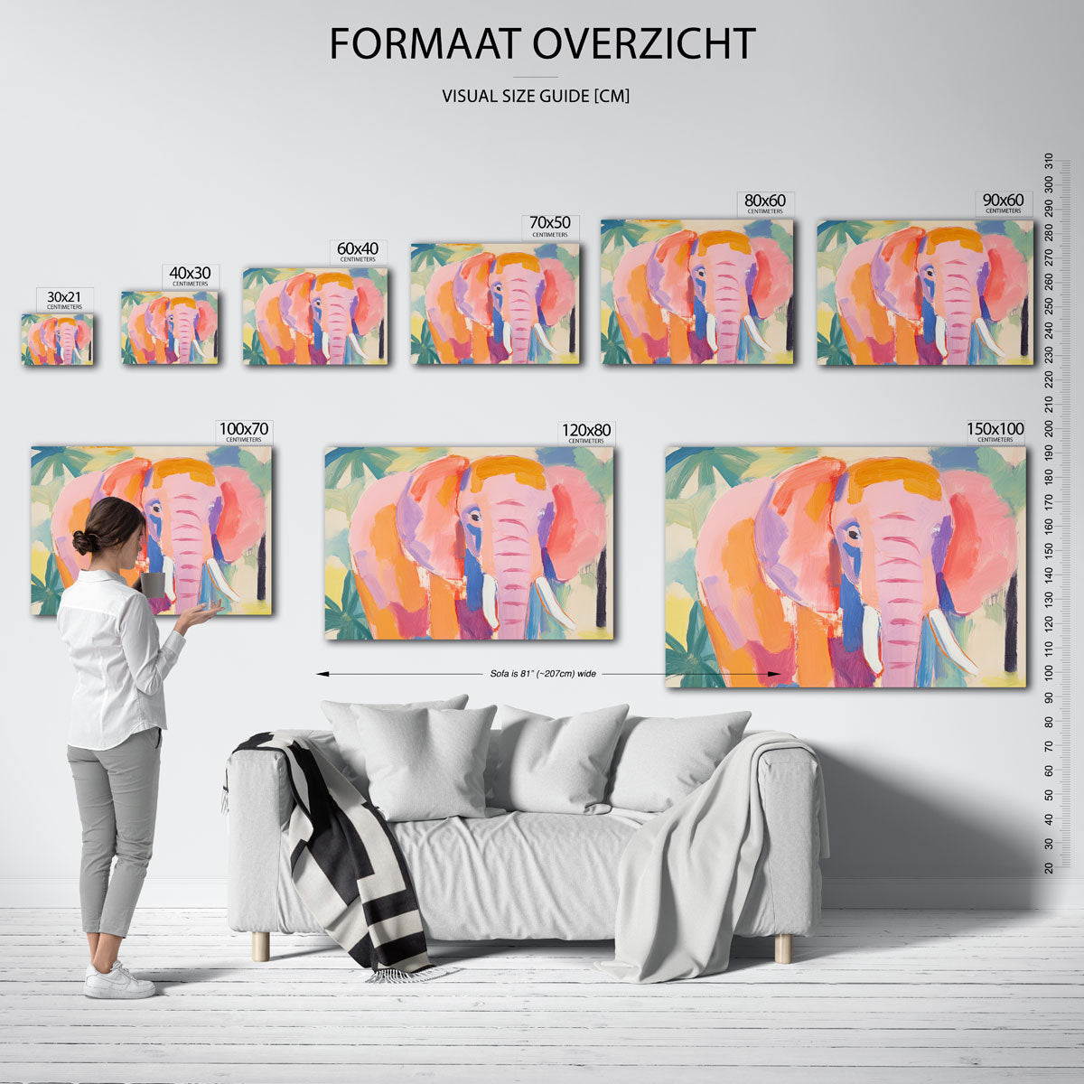 Olifant in kleurrijke tinten Poster