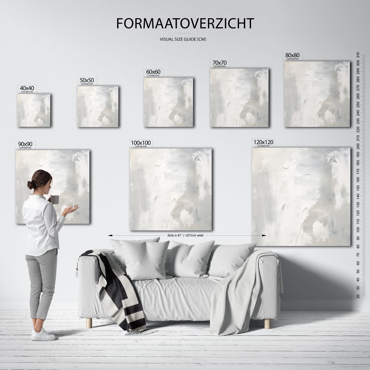 Abstracte grijze en witte Poster