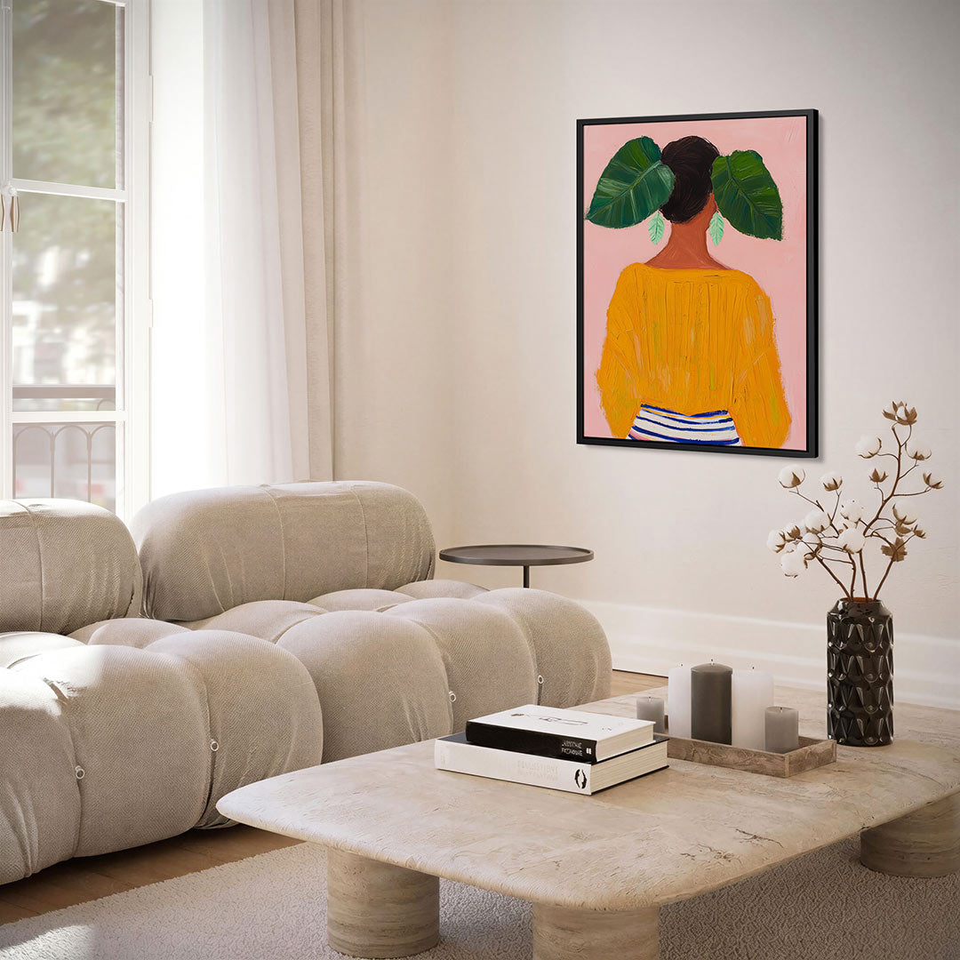 Vrouw met bladeren Kunstwerk