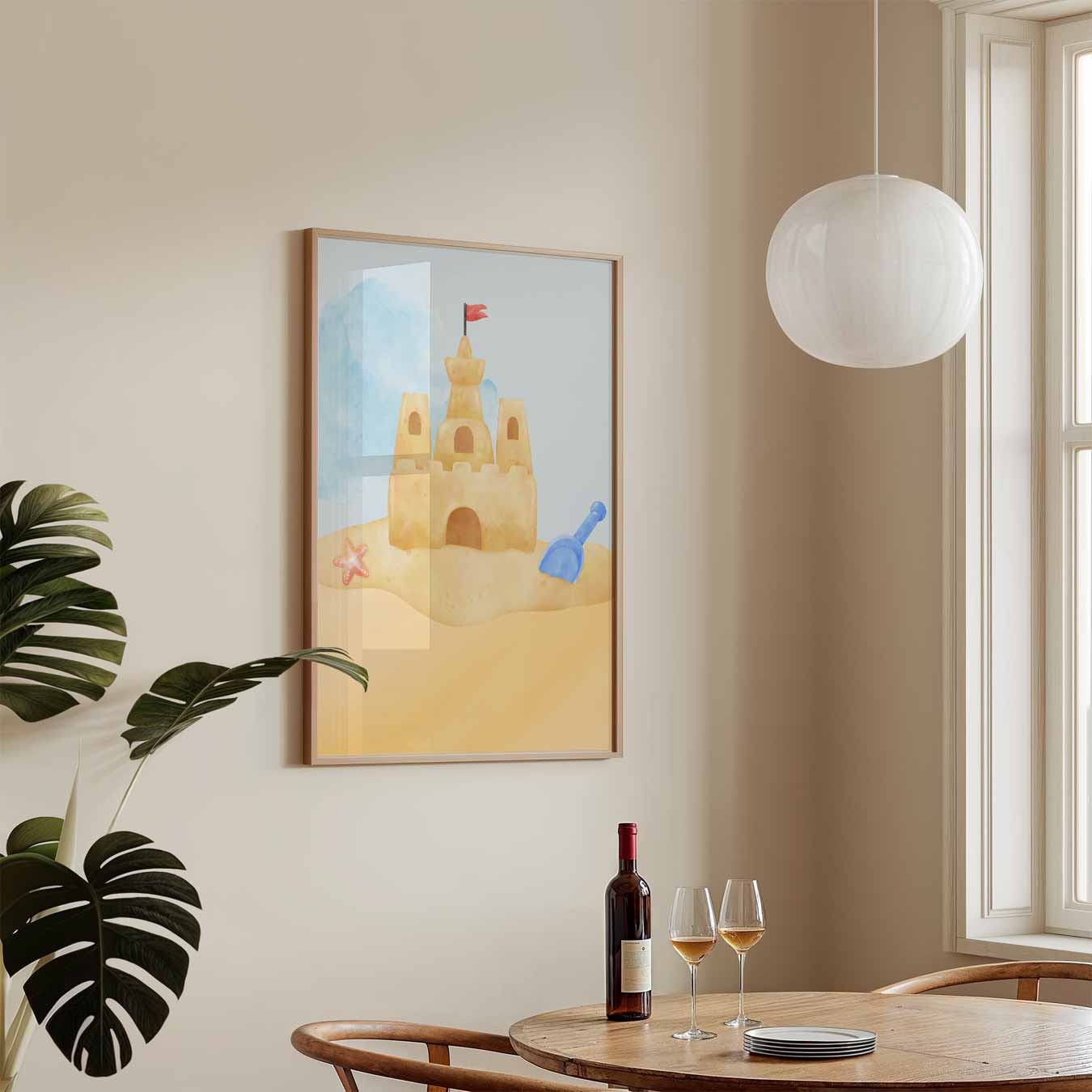 Zomers Zandkasteel Illustratie Poster-WallArtistic