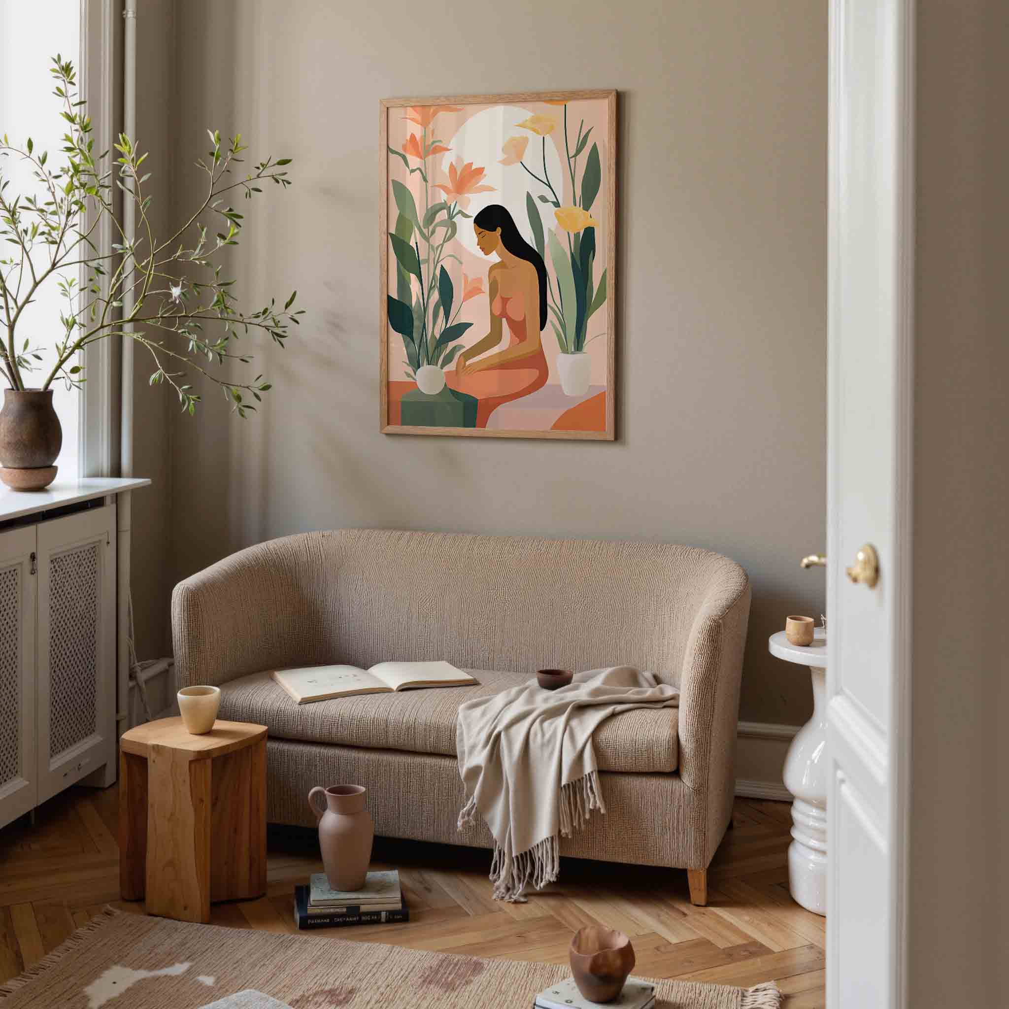Vrouw met bloemen Poster