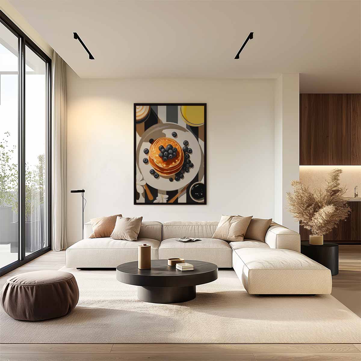 Ontbijtverrukkingen met Pannenkoeken en Bessen Kunstwerk-canvas-dibond-plexiglas-wanddecoratie-WallArtistic