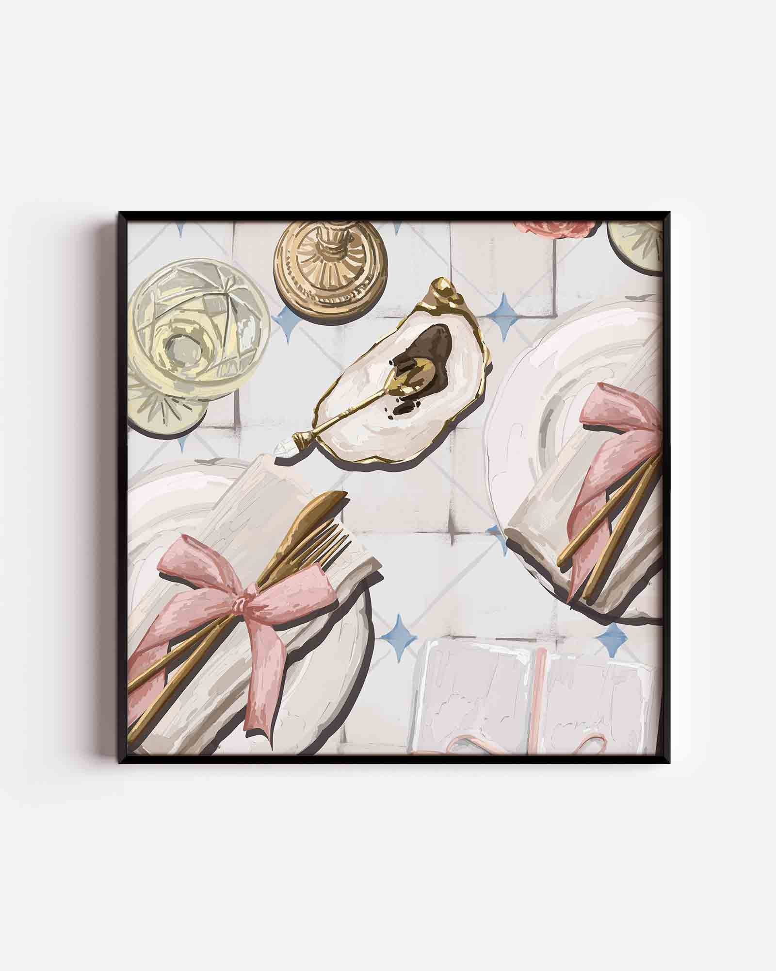 Tafelscène met oester Poster