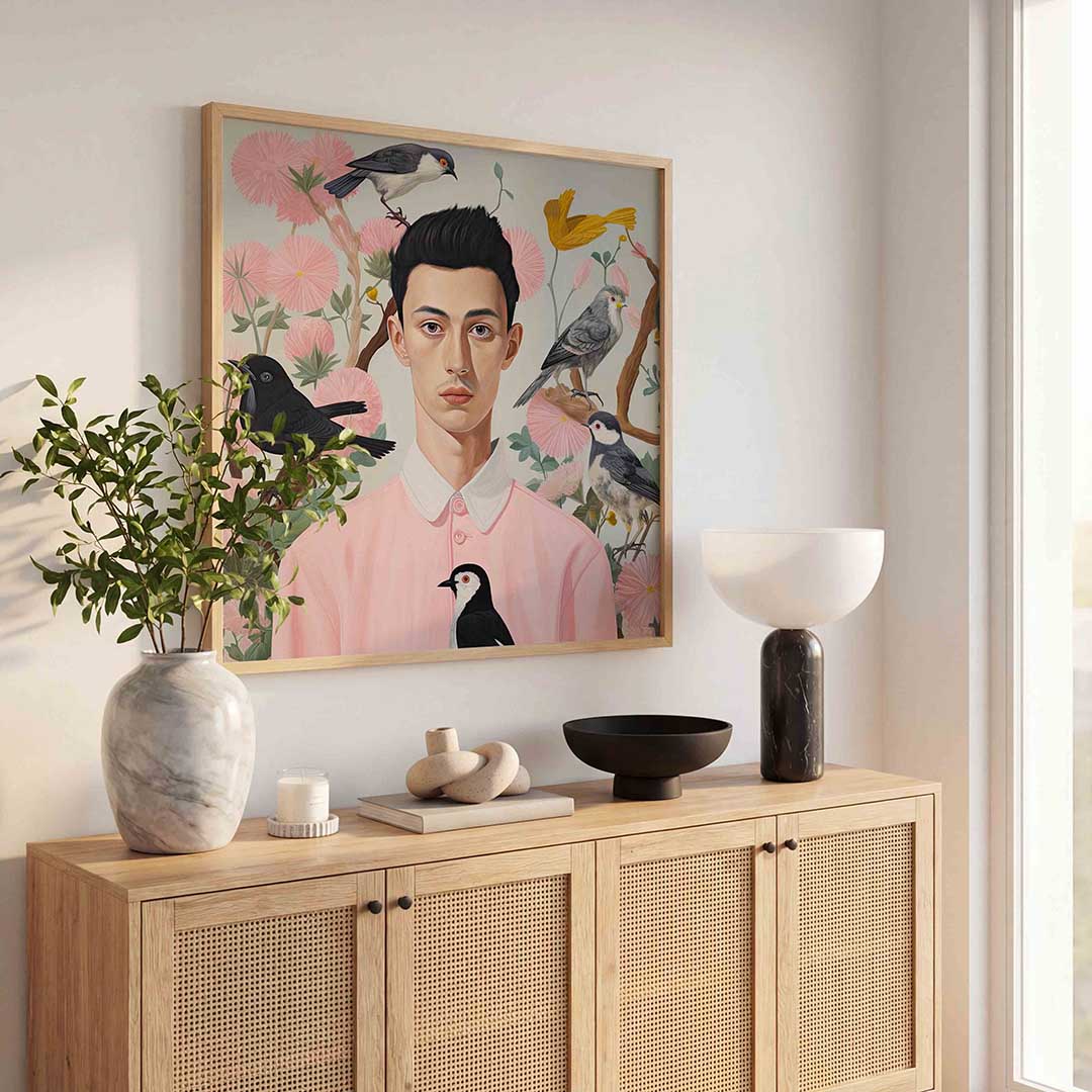 Man met vogels Poster