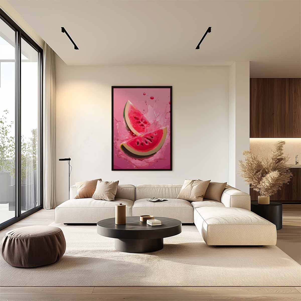 Spetterende Watermeloen Kunstwerk-canvas-dibond-plexiglas-wanddecoratie-WallArtistic
