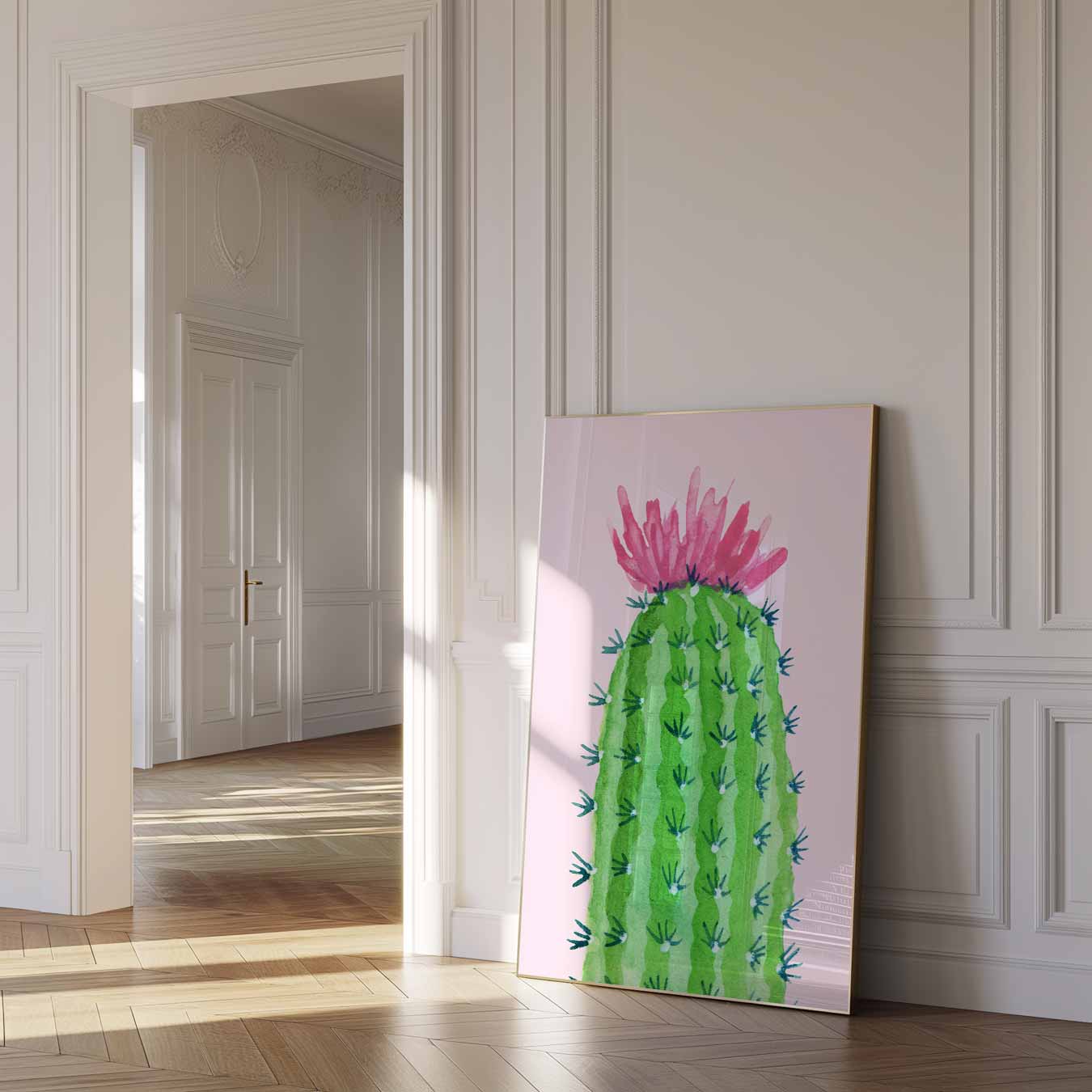 Cactus met Bloem Poster-WallArtistic