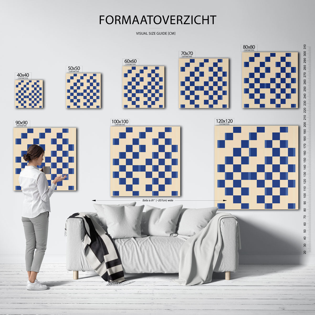Blauwe ruitpatroon Poster