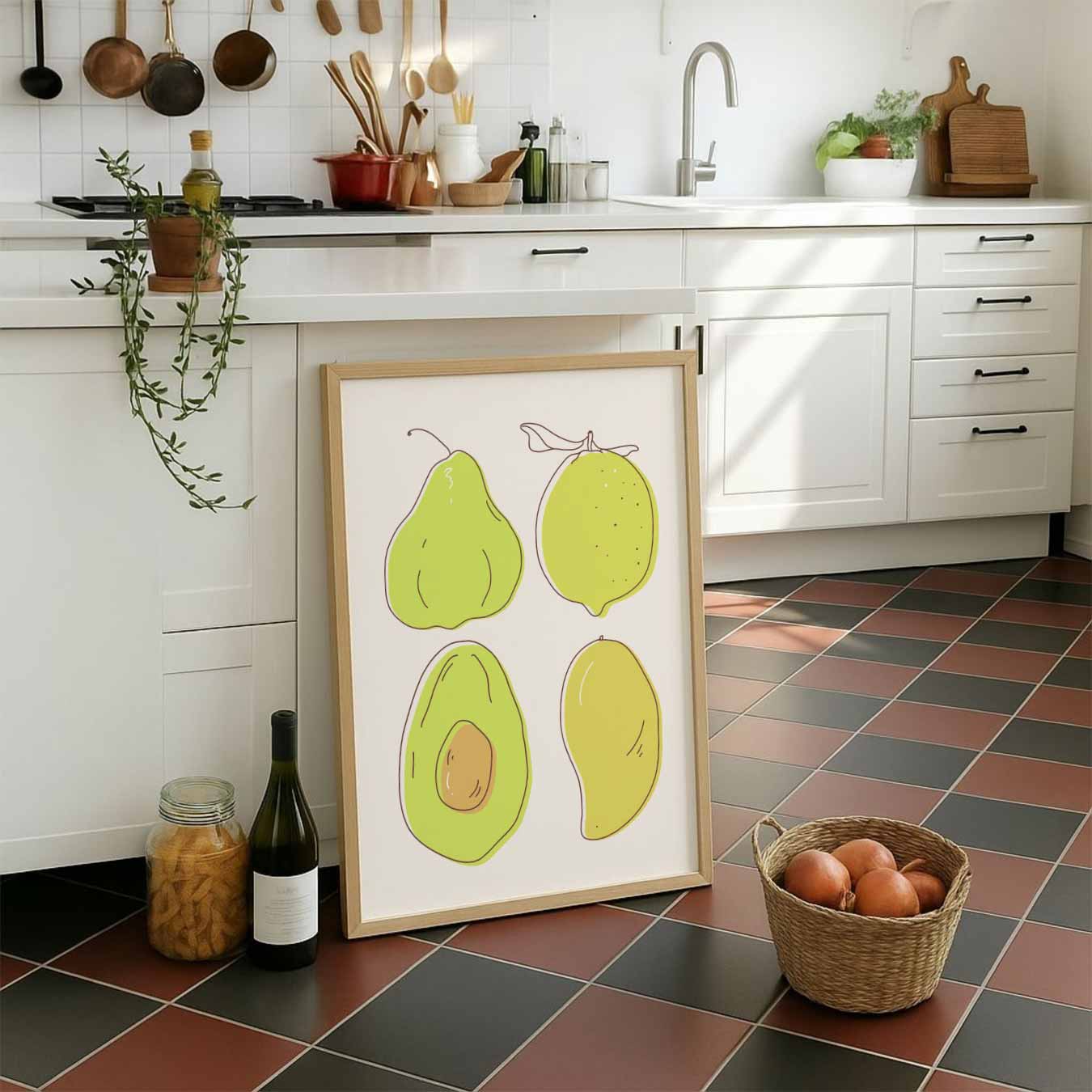 Vrolijke Fruit Illustratie Poster-WallArtistic