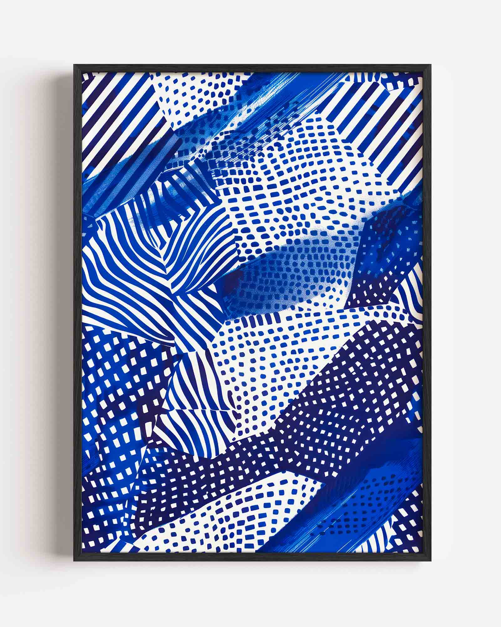 Grafische blauwe patronen Poster
