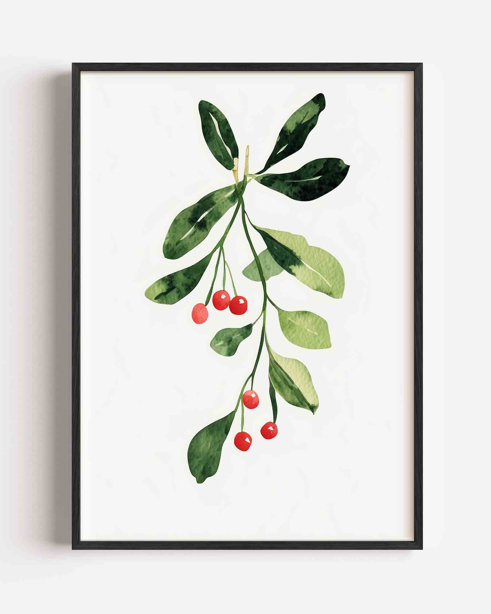 Groene bladeren en rode bessen Poster