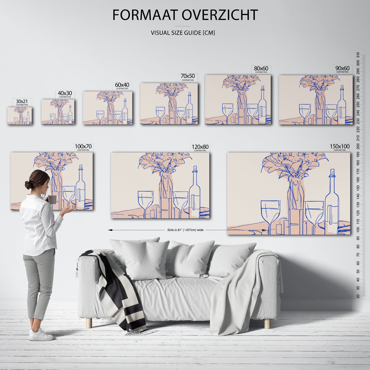 Stilleven met bloemen en glazen Poster