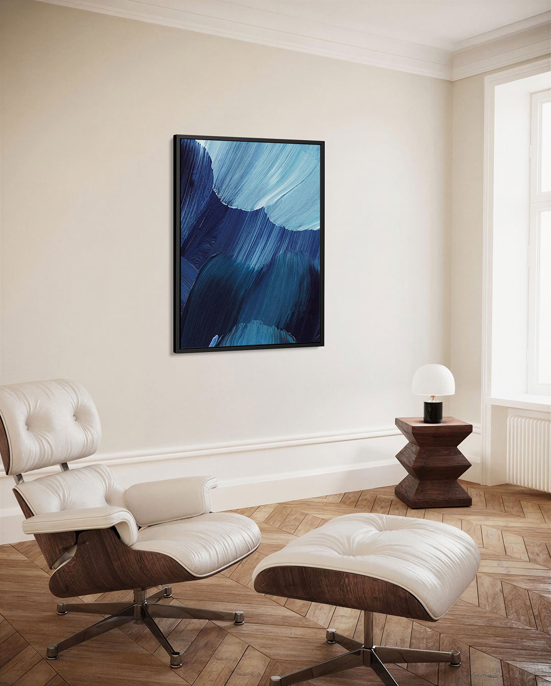 Golvende blauwe beweging Kunstwerk