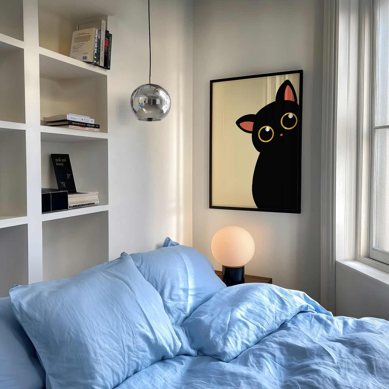 Schattige Kat in Minimalistisch Design Poster-WallArtistic
