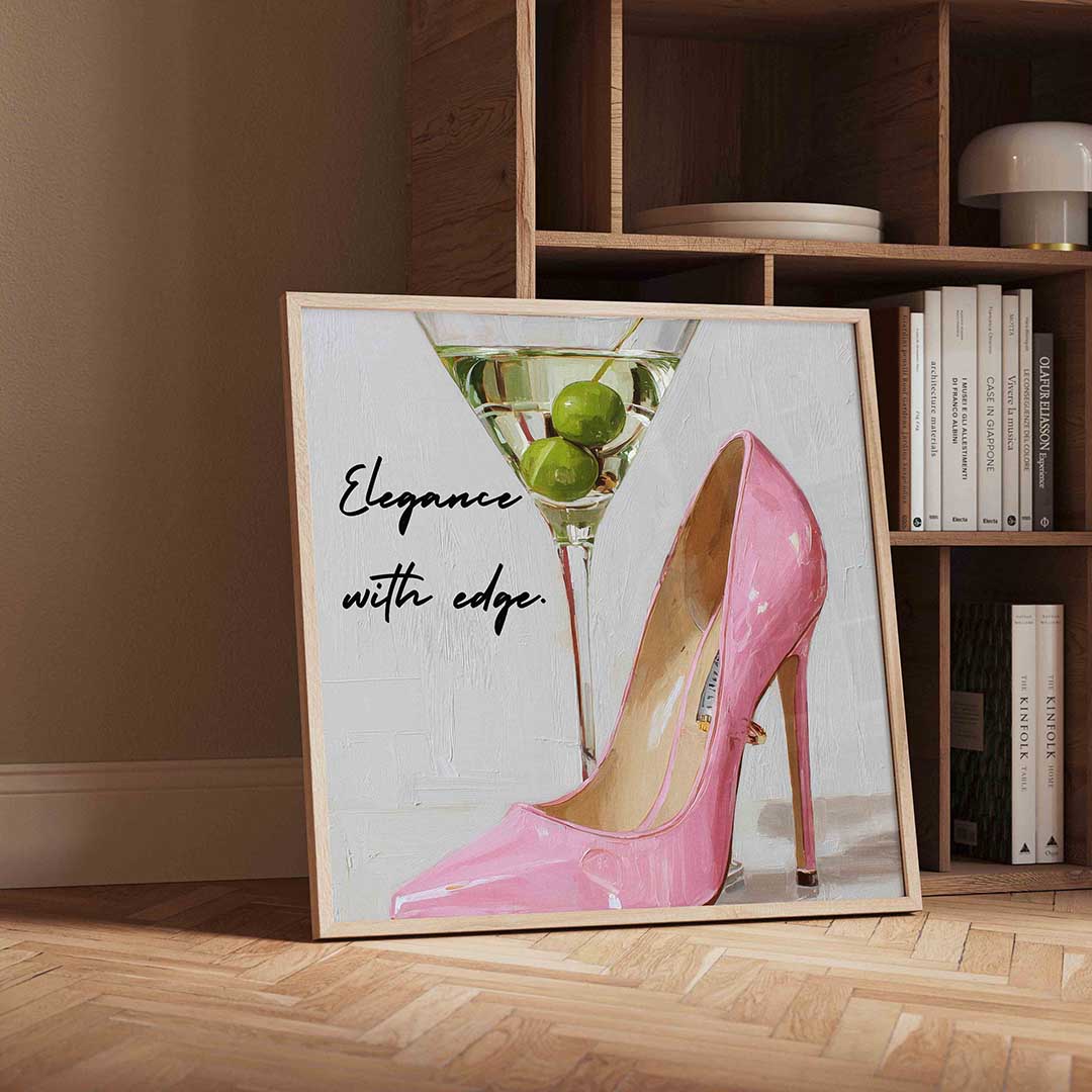 Martiniglas en roze pump Poster