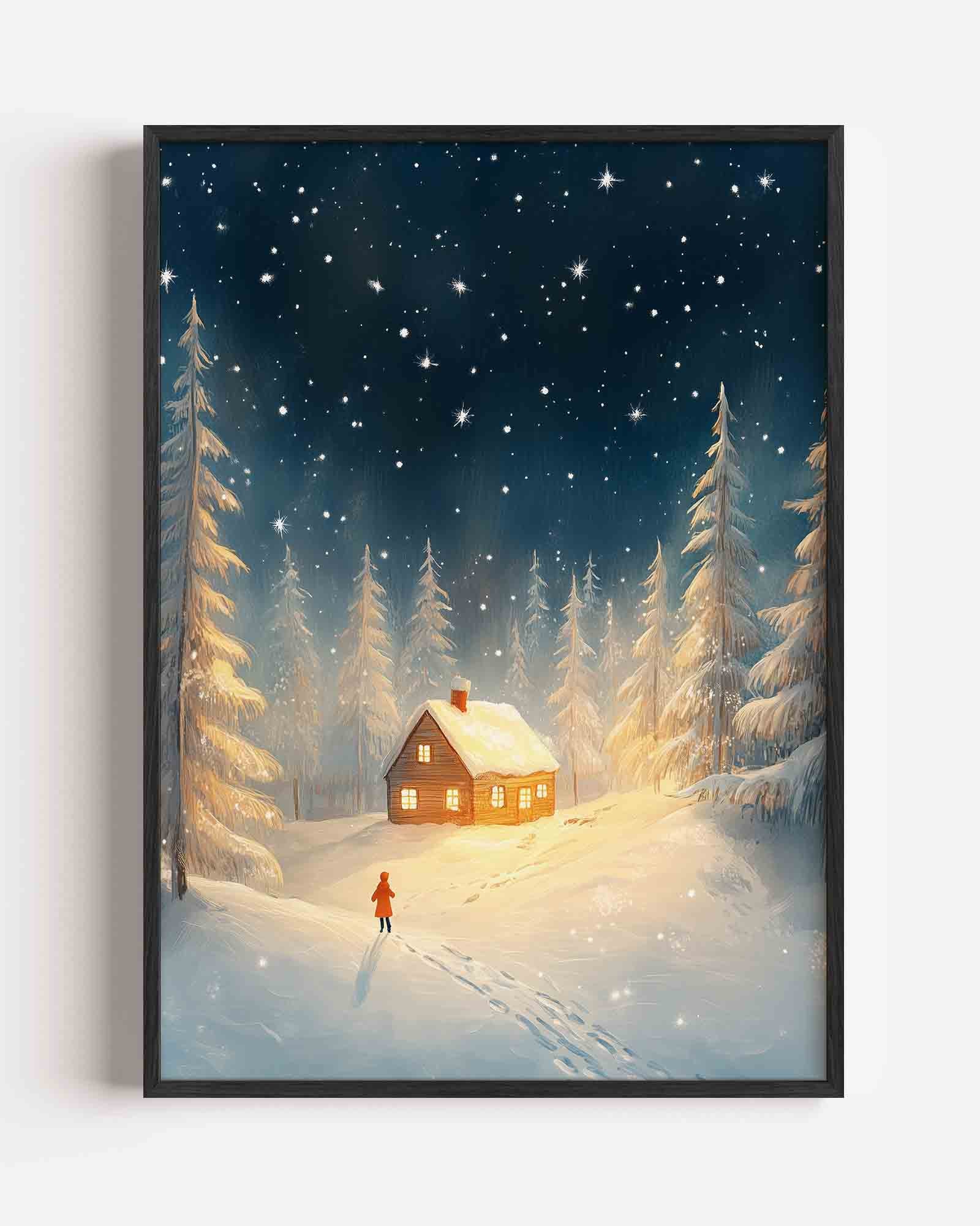 Winterlandschap met huis Poster