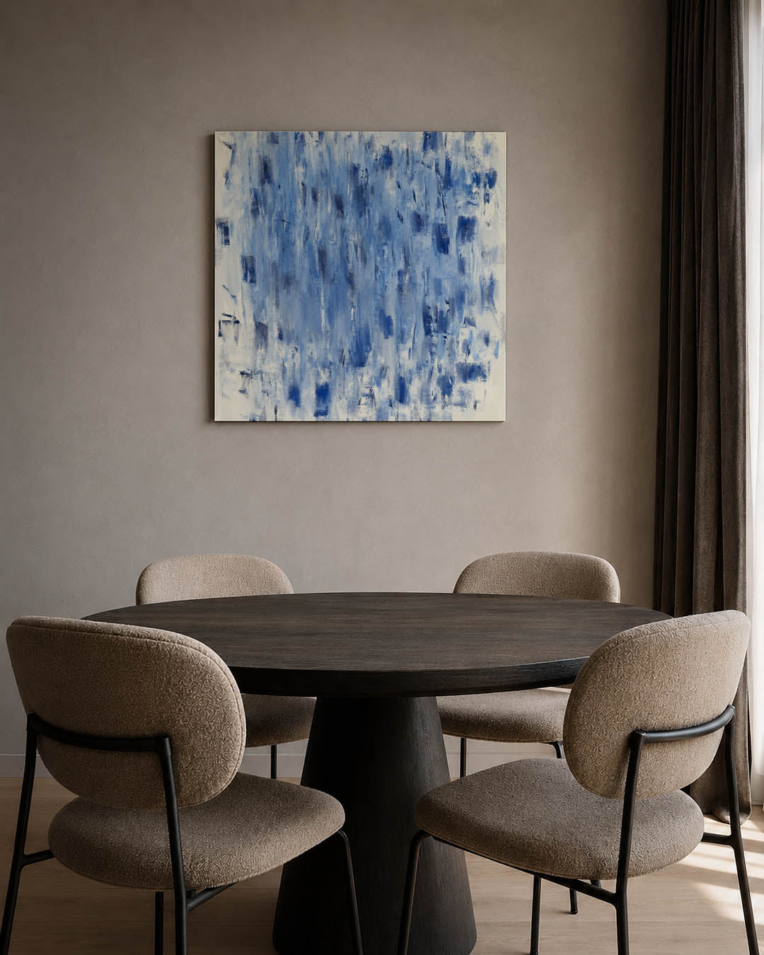 Dynamische blauwe vegen Kunstwerk
