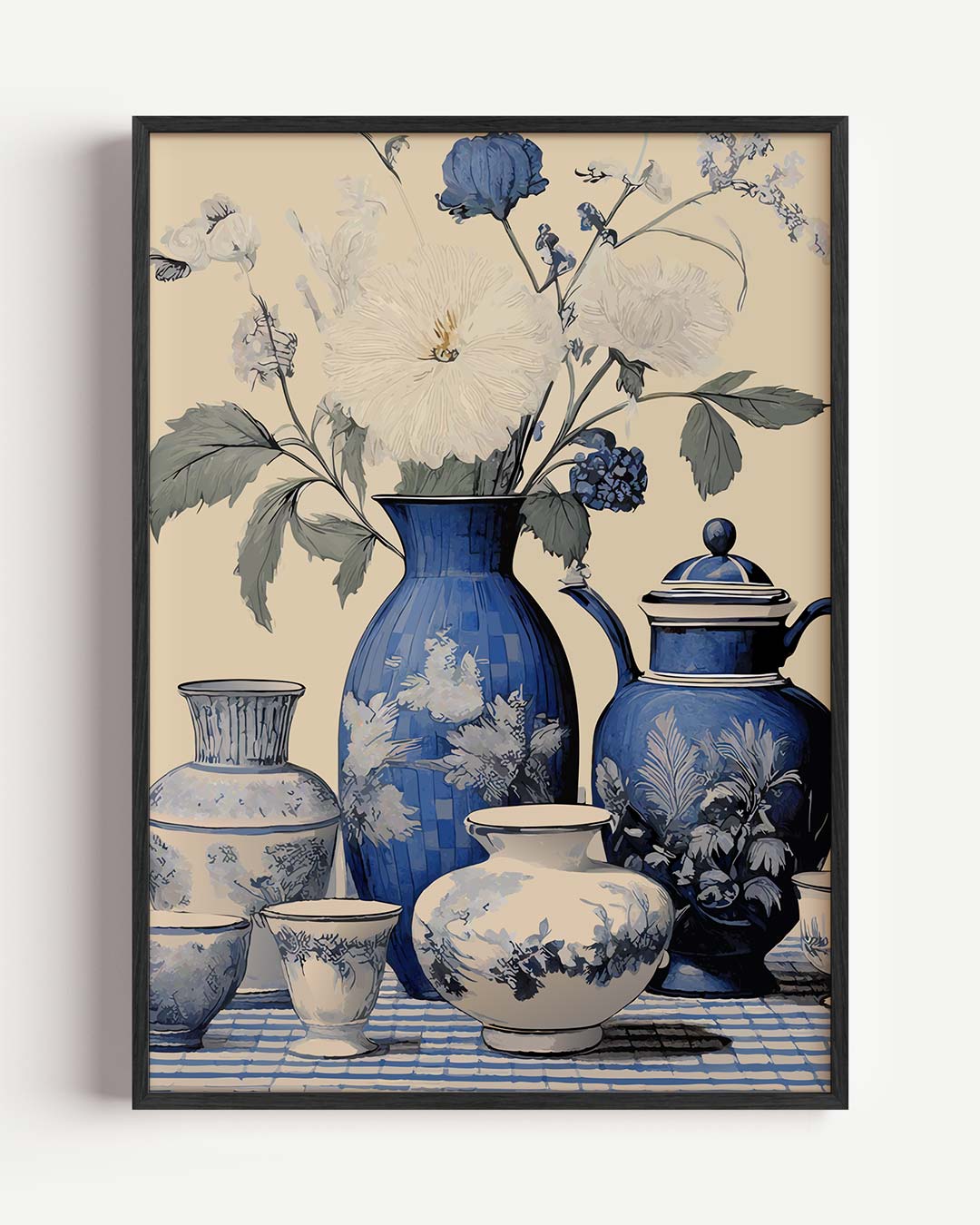 Tijdloze Bloemenpracht in Blauw Poster-WallArtistic