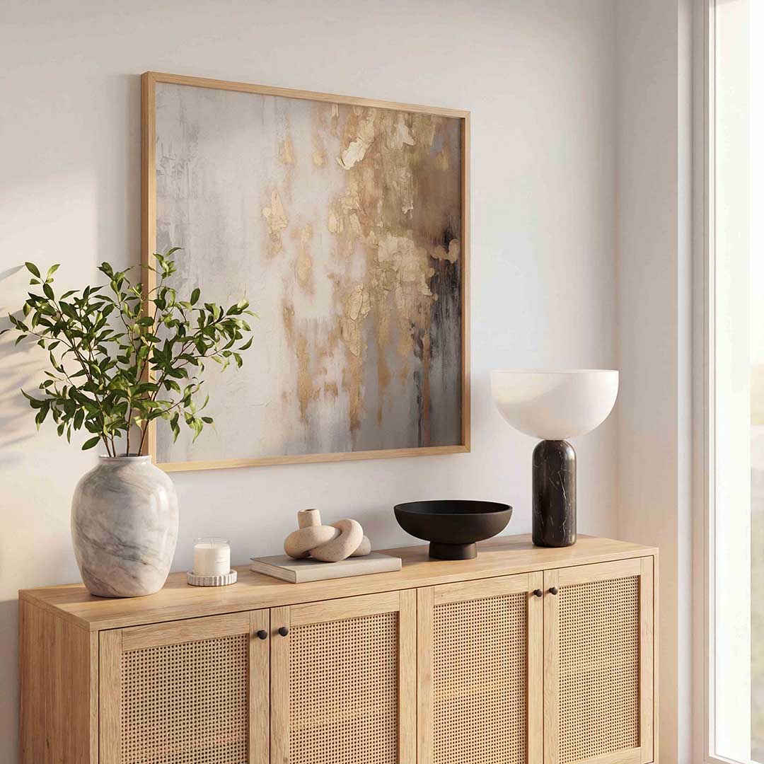 Abstracte beige en grijze Poster