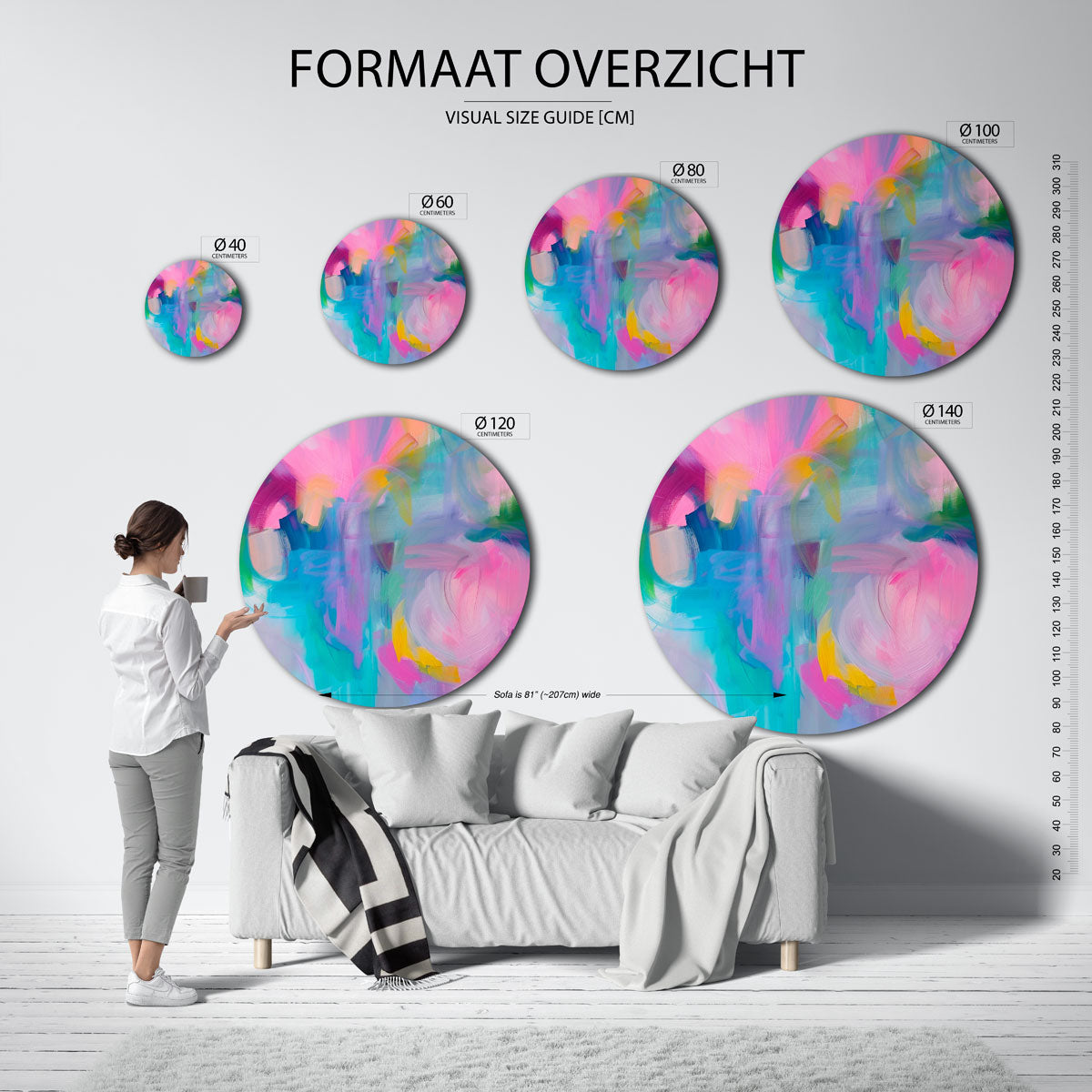 Abstracte kleurenexplosie Muurcirkel