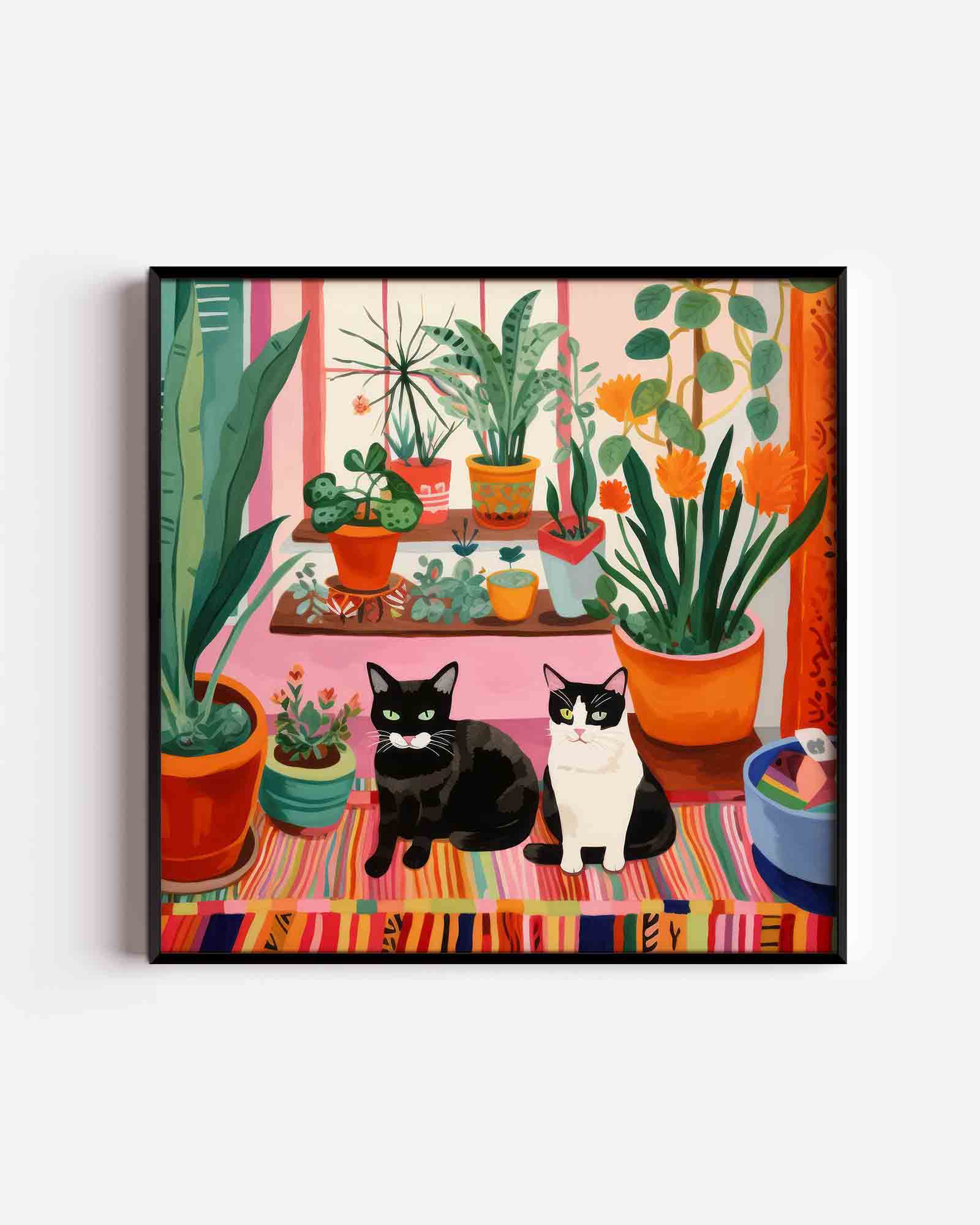 Katten en planten Poster