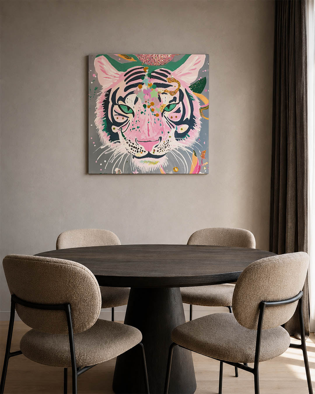 Kleurrijke tijgerkop Kunstwerk