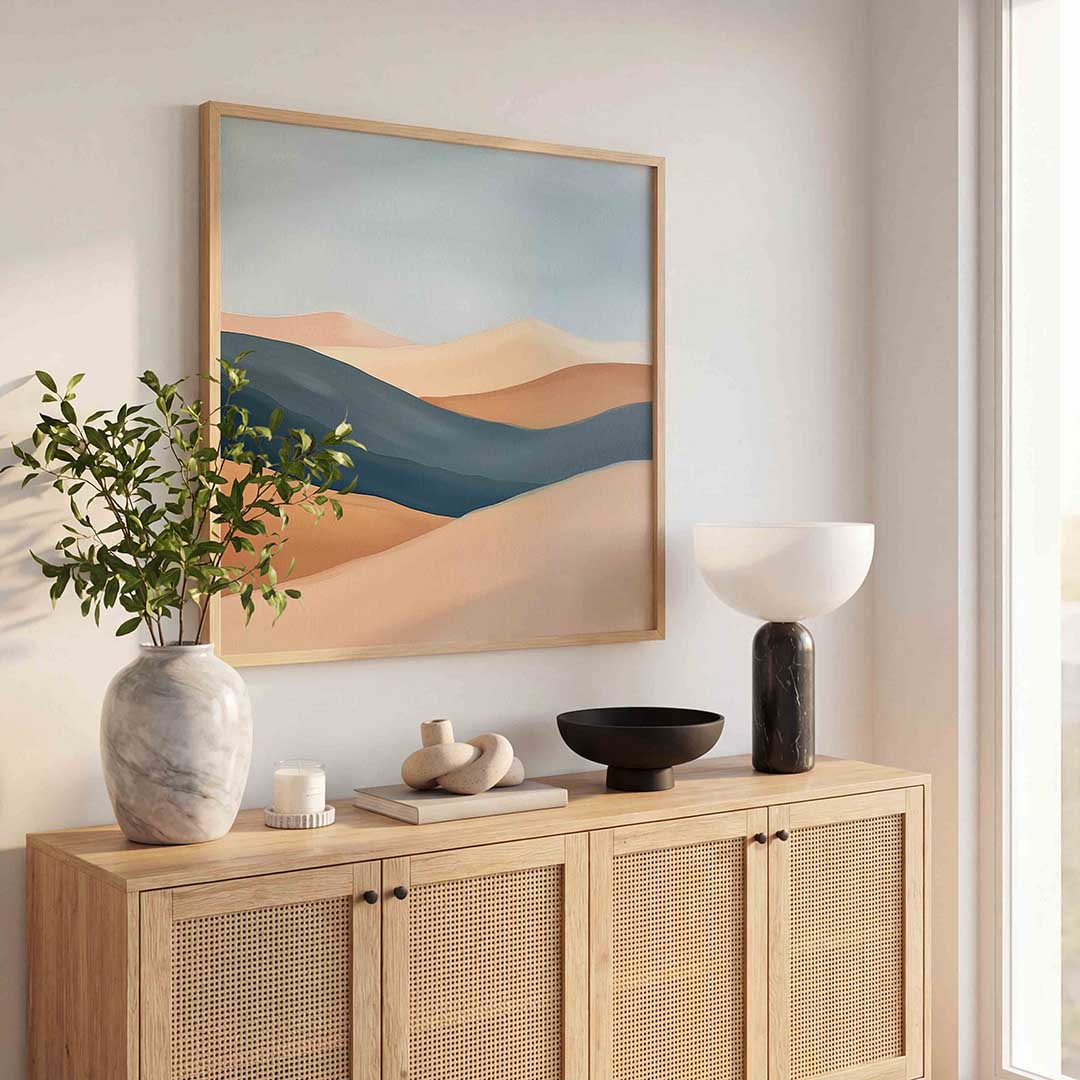 Zandduinen en lucht Poster
