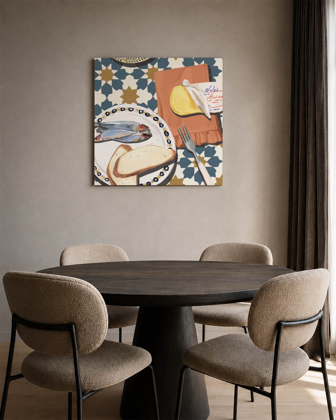 Geometrisch ontbijt tafereel Kunstwerk