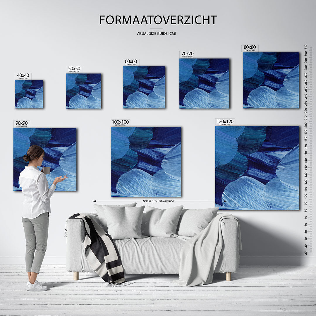Dynamische blauwe borstels Kunstwerk