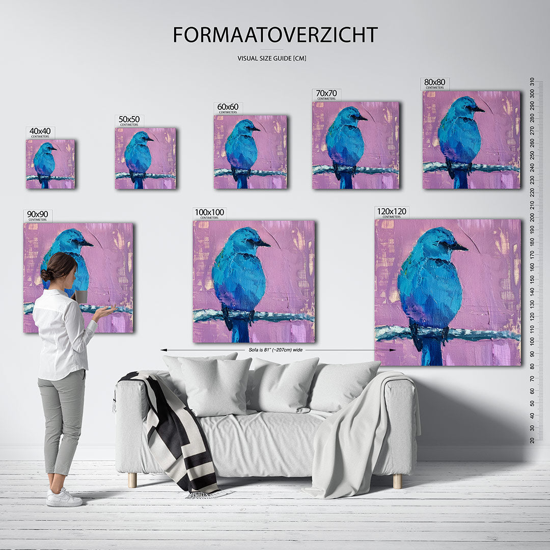 Blauwe vogel portret Kunstwerk