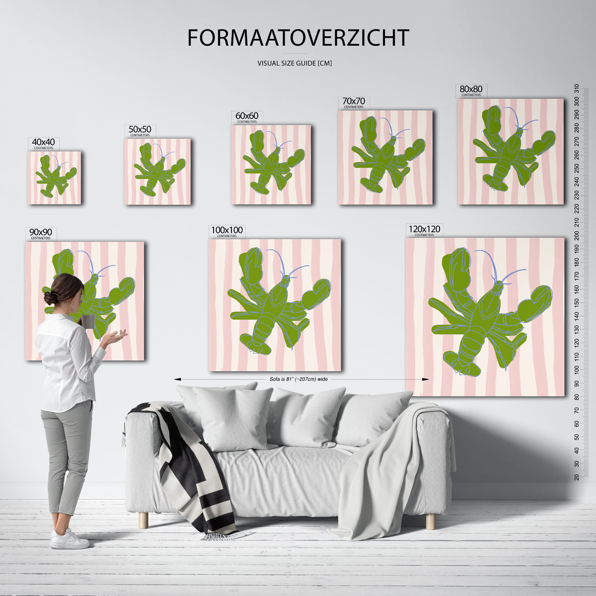 Kreeft op gestreepte achtergrond Poster