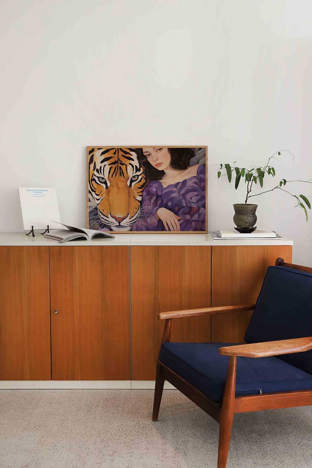 Tijger en vrouw Poster