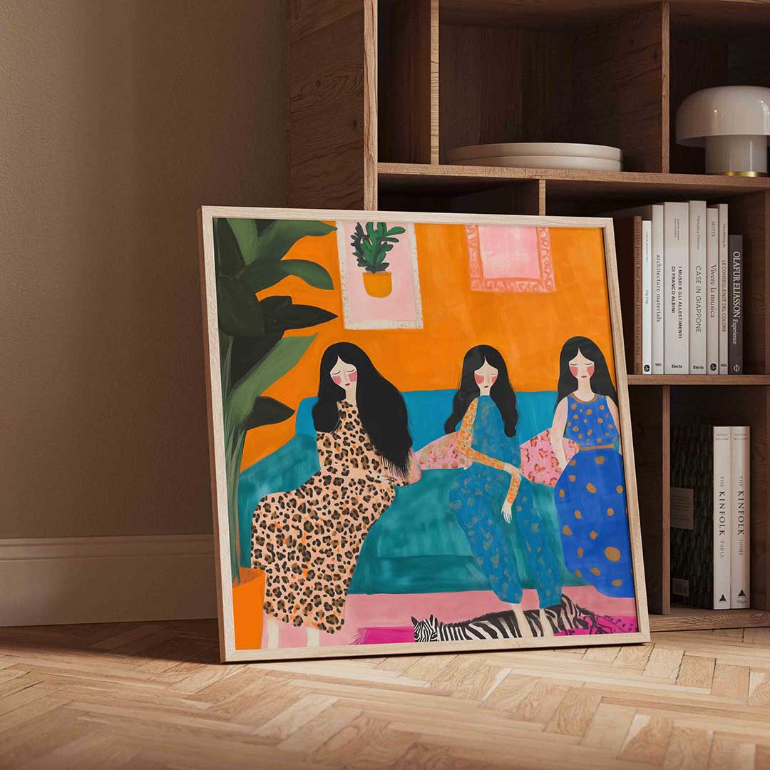 Drie vrouwen op bank Poster