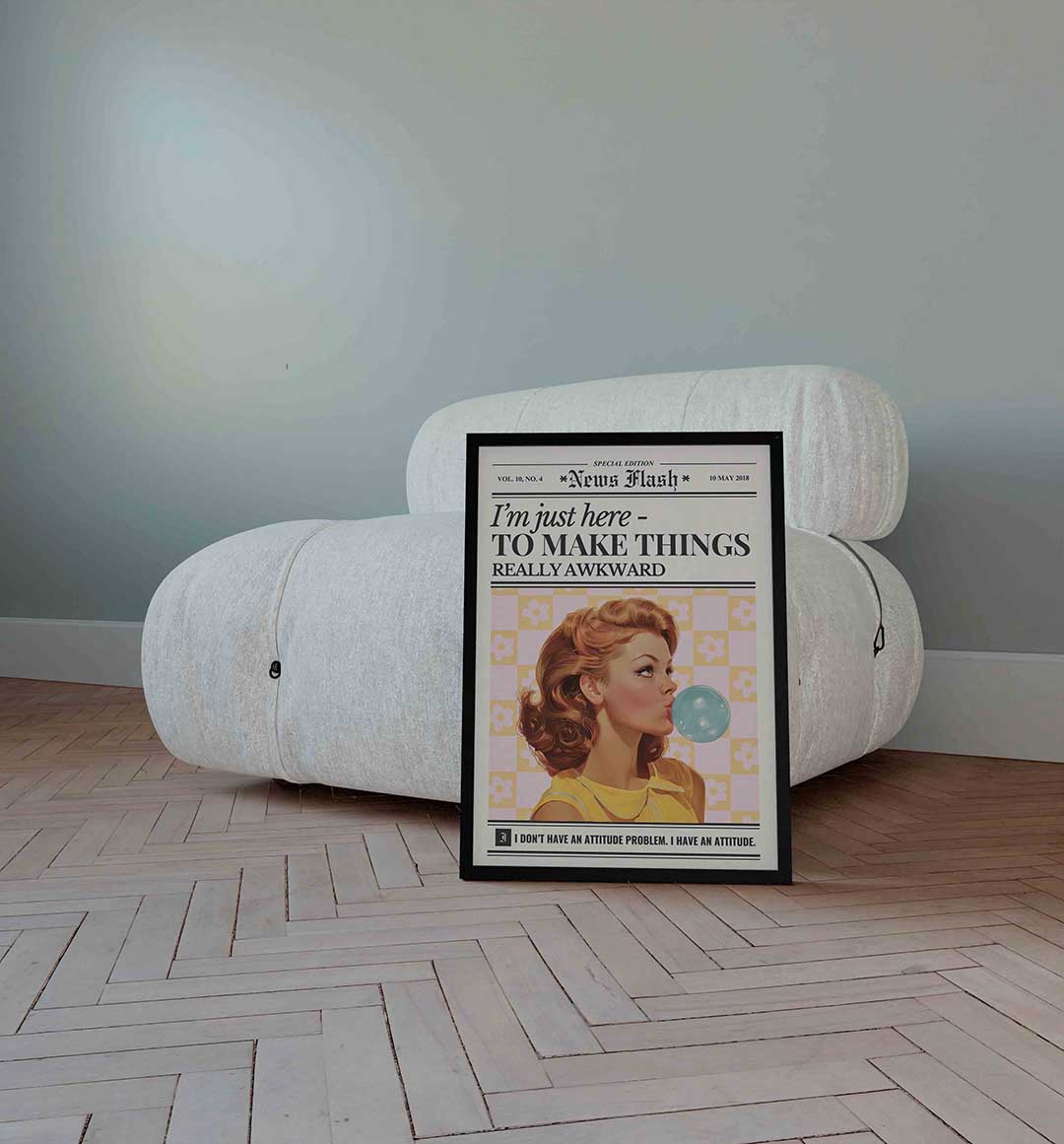 Vrouw met kauwgombel Poster