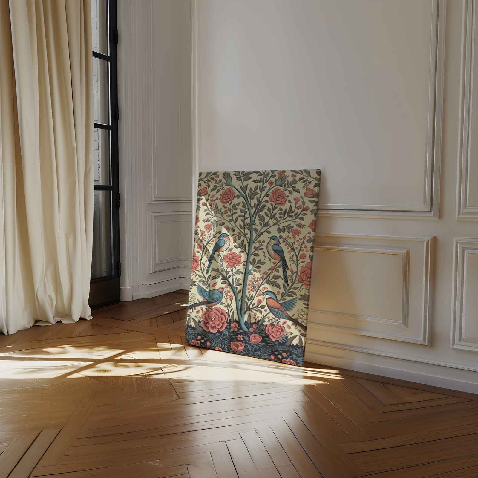 Vliegende Vrienden in Bloemenpracht Kunstwerk-canvas-dibond-plexiglas-wanddecoratie-WallArtistic