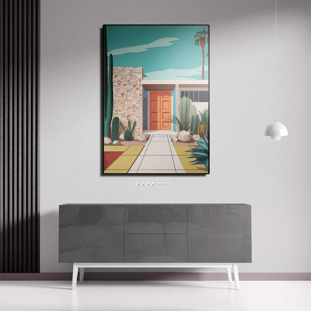 Retro Palm Springs Villa Kunstwerk-canvas-dibond-plexiglas-wanddecoratie-WallArtistic