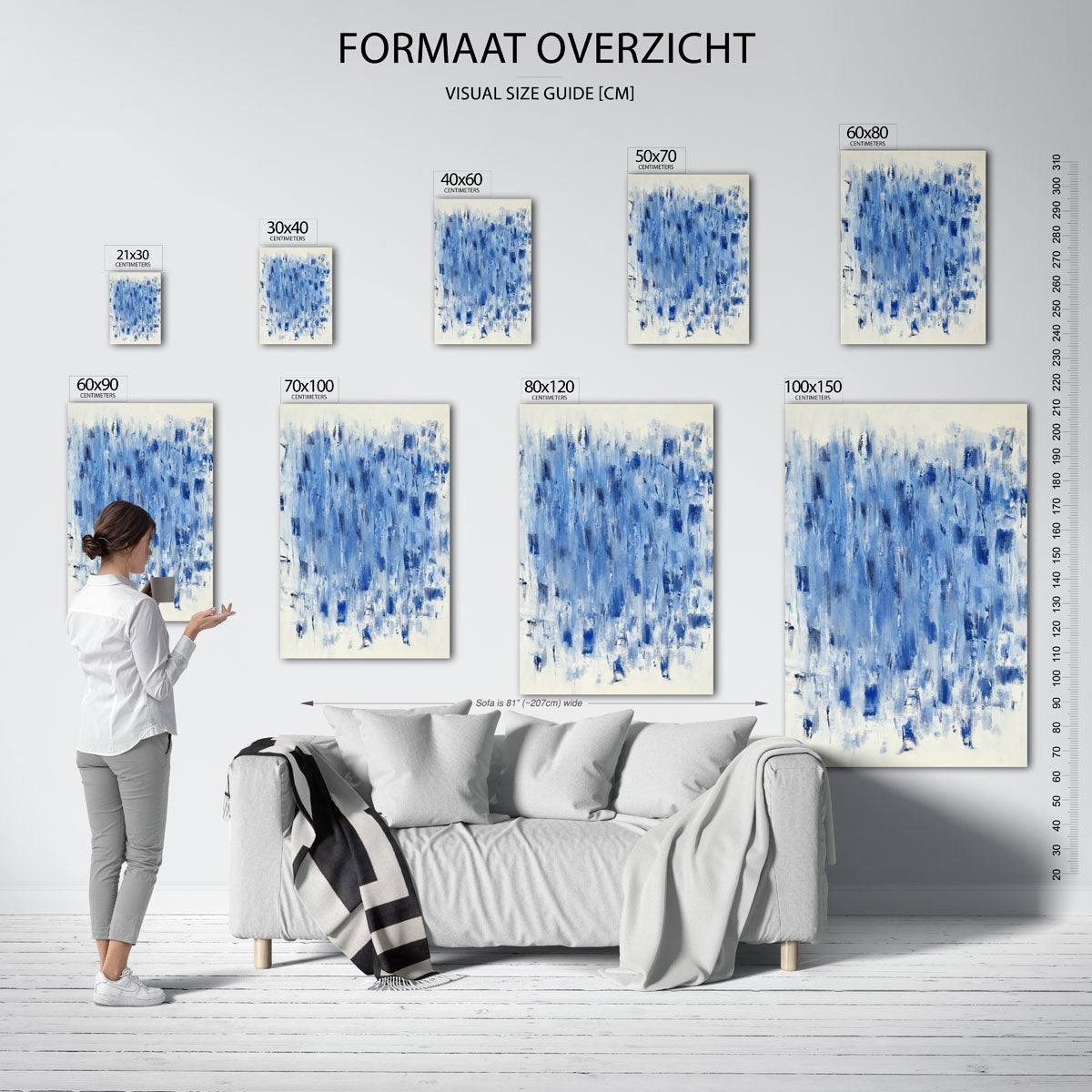 Abstracte blauwe textuur Poster