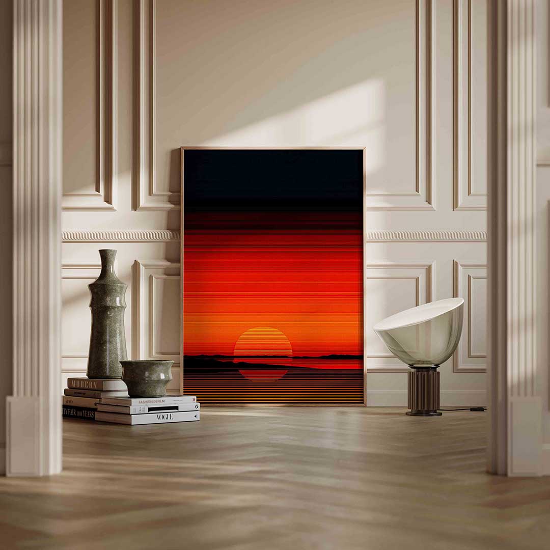 Zonsondergang met strepen Poster