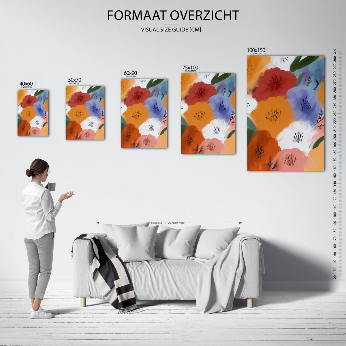 Kleurrijke bloemenvormen Kunstwerk