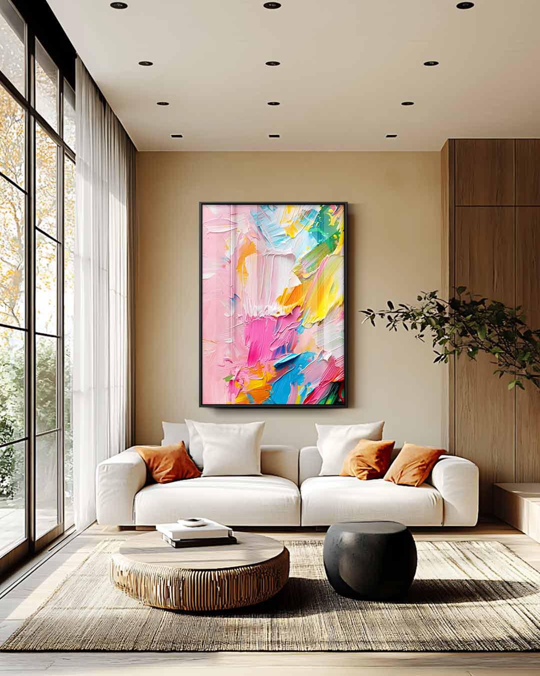 Kleurenexplosie Abstracte Schilderij Kunstwerk-canvas-dibond-plexiglas-wanddecoratie-WallArtistic