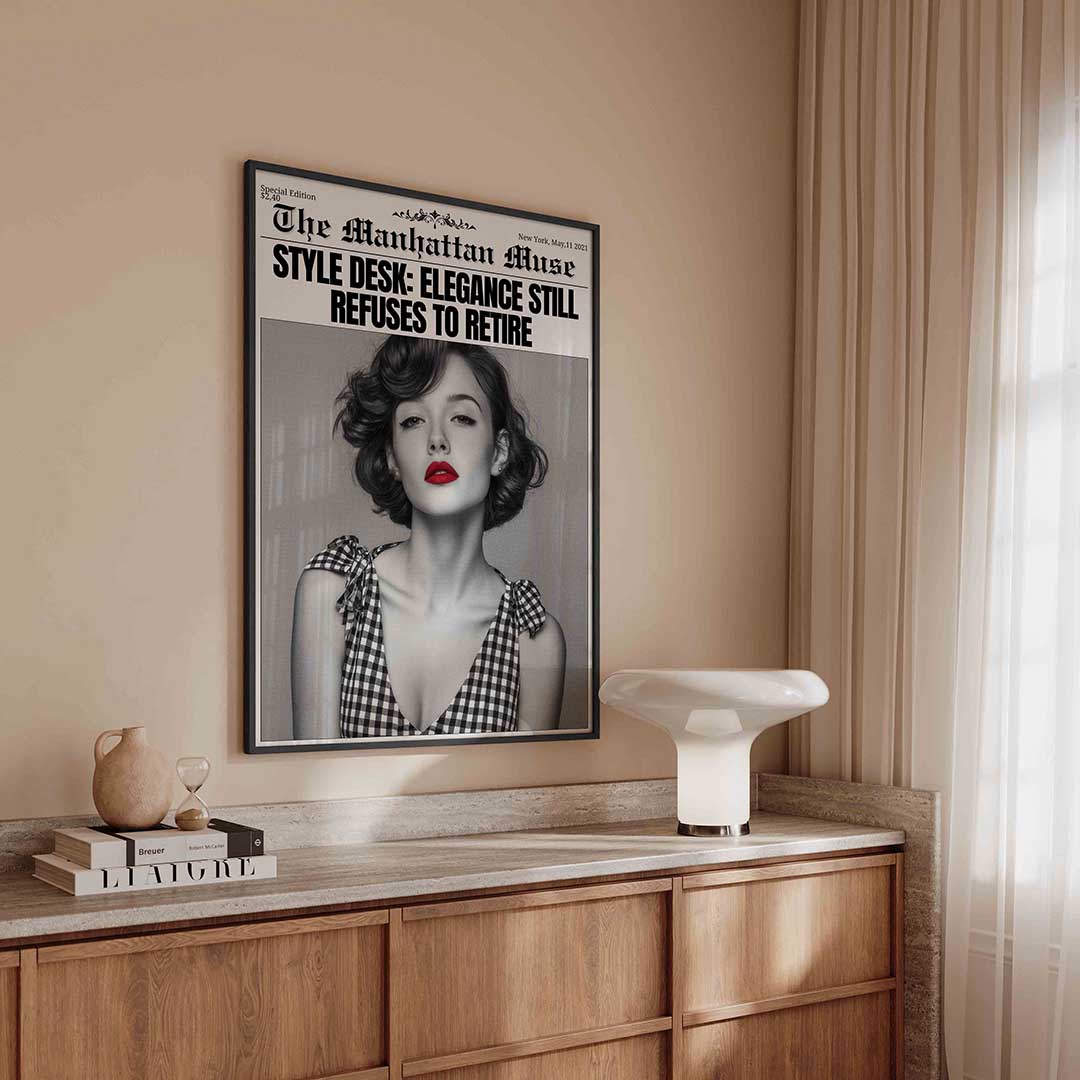 Stijlvolle vrouw met rode lippen Poster