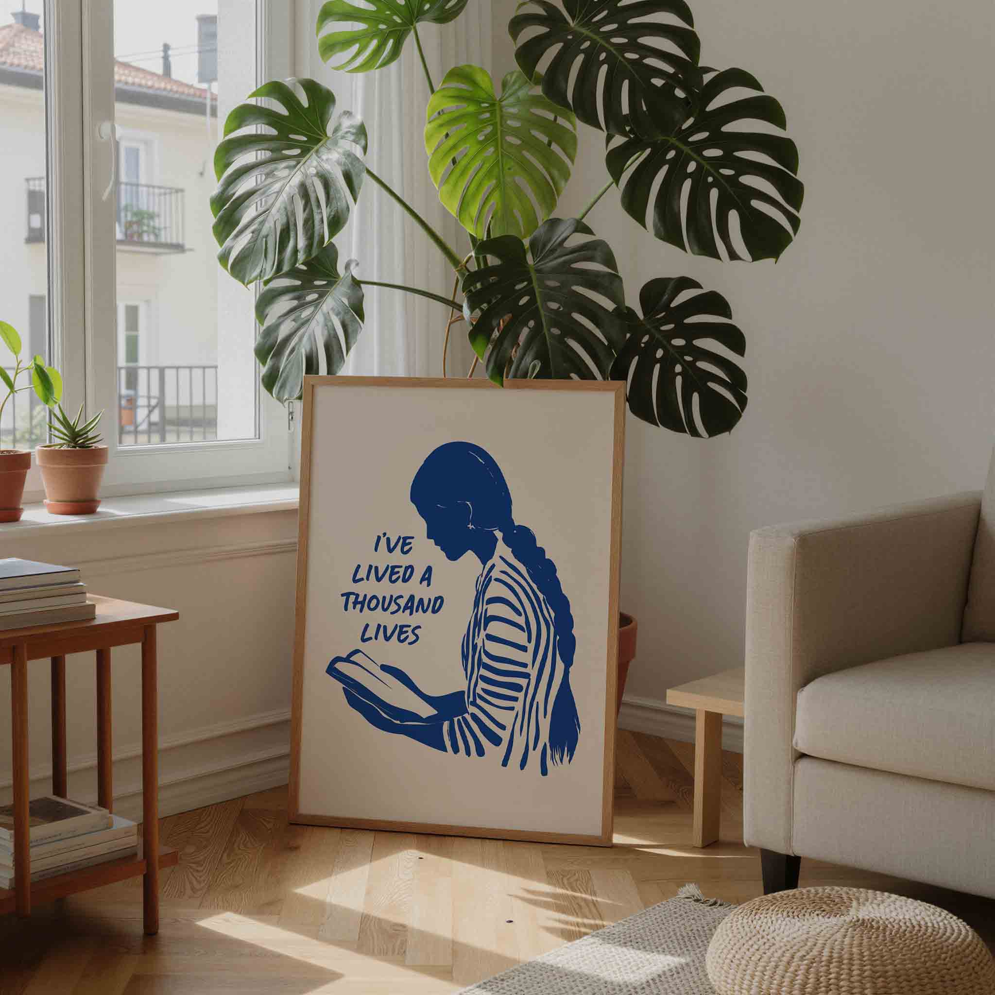 Lezend figuur met tekst Poster
