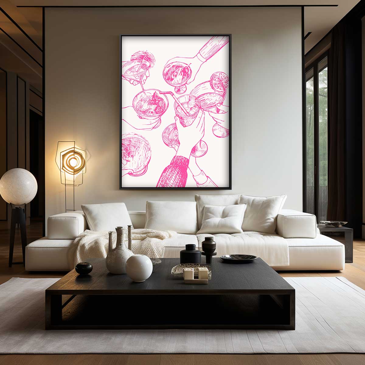 Gezellige Cheers Illustratie Kunstwerk-canvas-dibond-plexiglas-wanddecoratie-WallArtistic