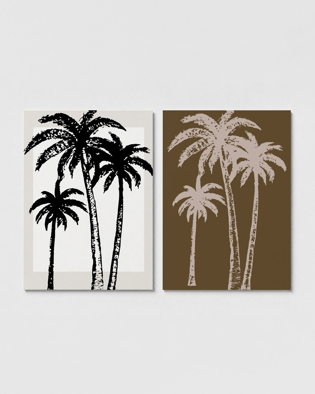 Zwart wit palmen Posterset